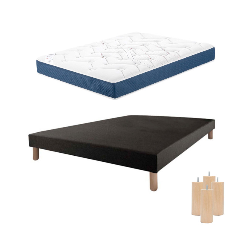 Pack Ranggi – Matelas ressorts + sommier beige + pieds